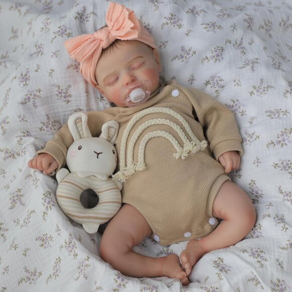 20 Inch Reborn Baby Doll Realistic Newborn Sleeping Soft Cloth Body Toy for Kids - Picture 2 of 7